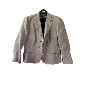 LRL Lauren Ralph Lauren Gray Linen Blazer Jacket 4 Button Lined Size 10P Petite